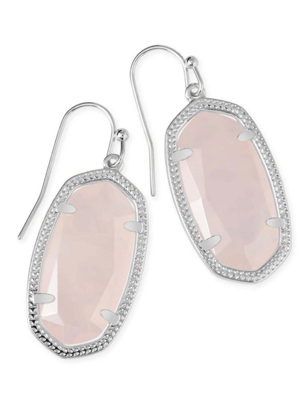 Kendra Scott Dani Drop Earrings - Silver & Rose Quartz